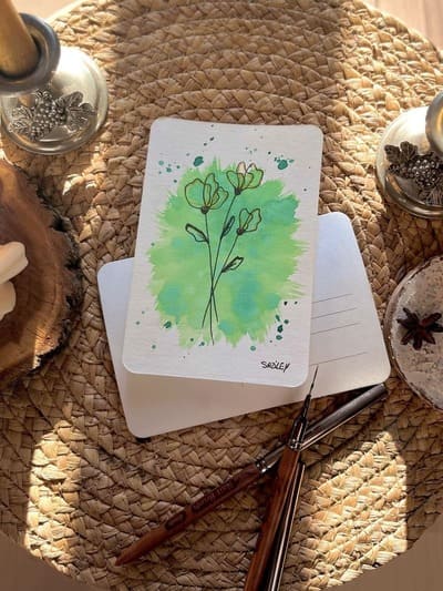 carte aquarelle, jeu de couleur