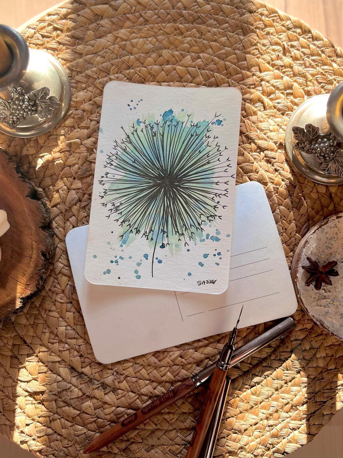 Cartes rectangles. Aquarelles L'Ile'O Rêves. Douceur et poésie, univers fleurs