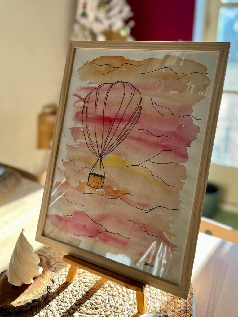 tableau aquarelle montgolfière