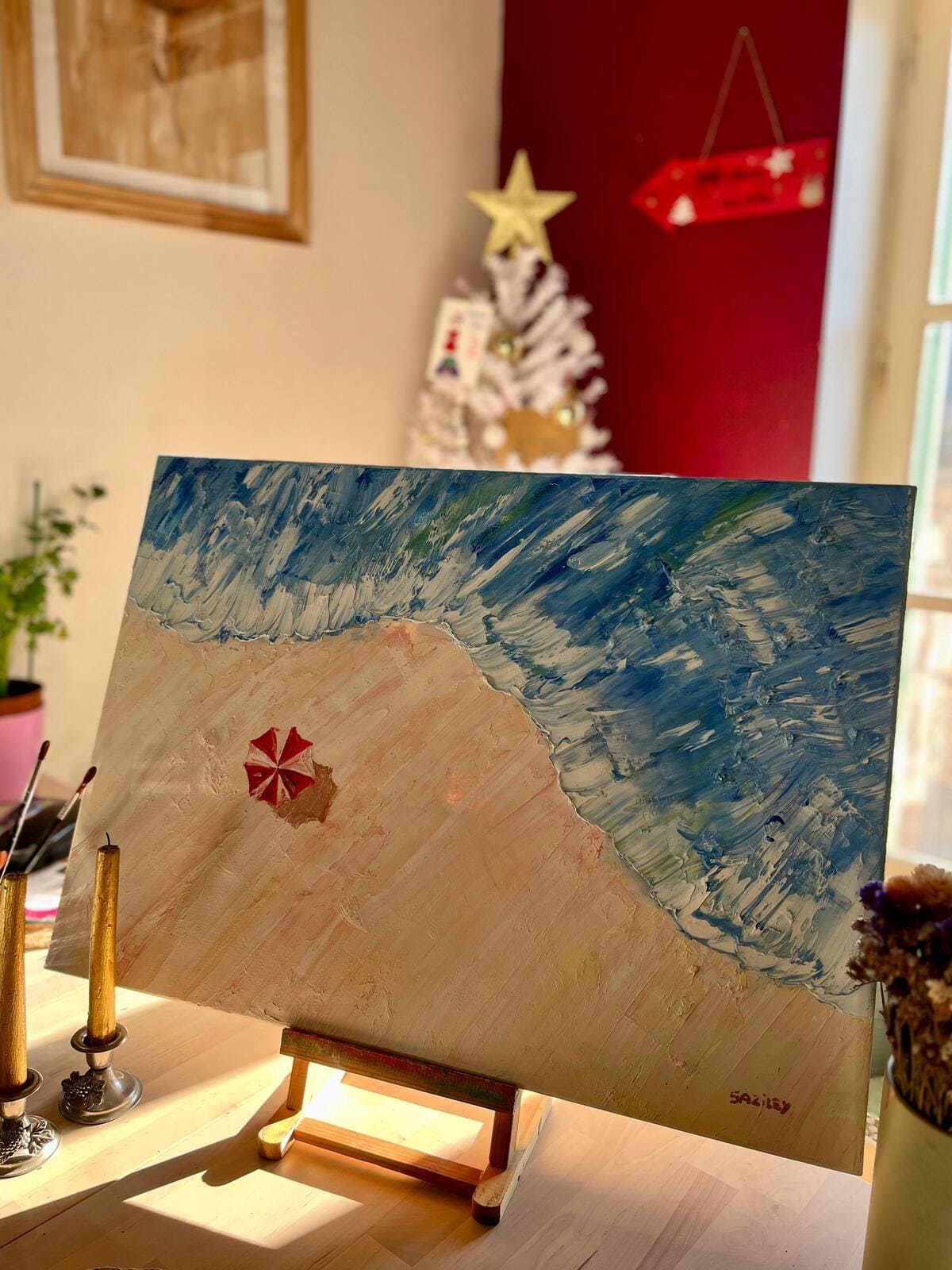 Peinture à l'huile, Saziley, l'Ile'O Rêves, la mer